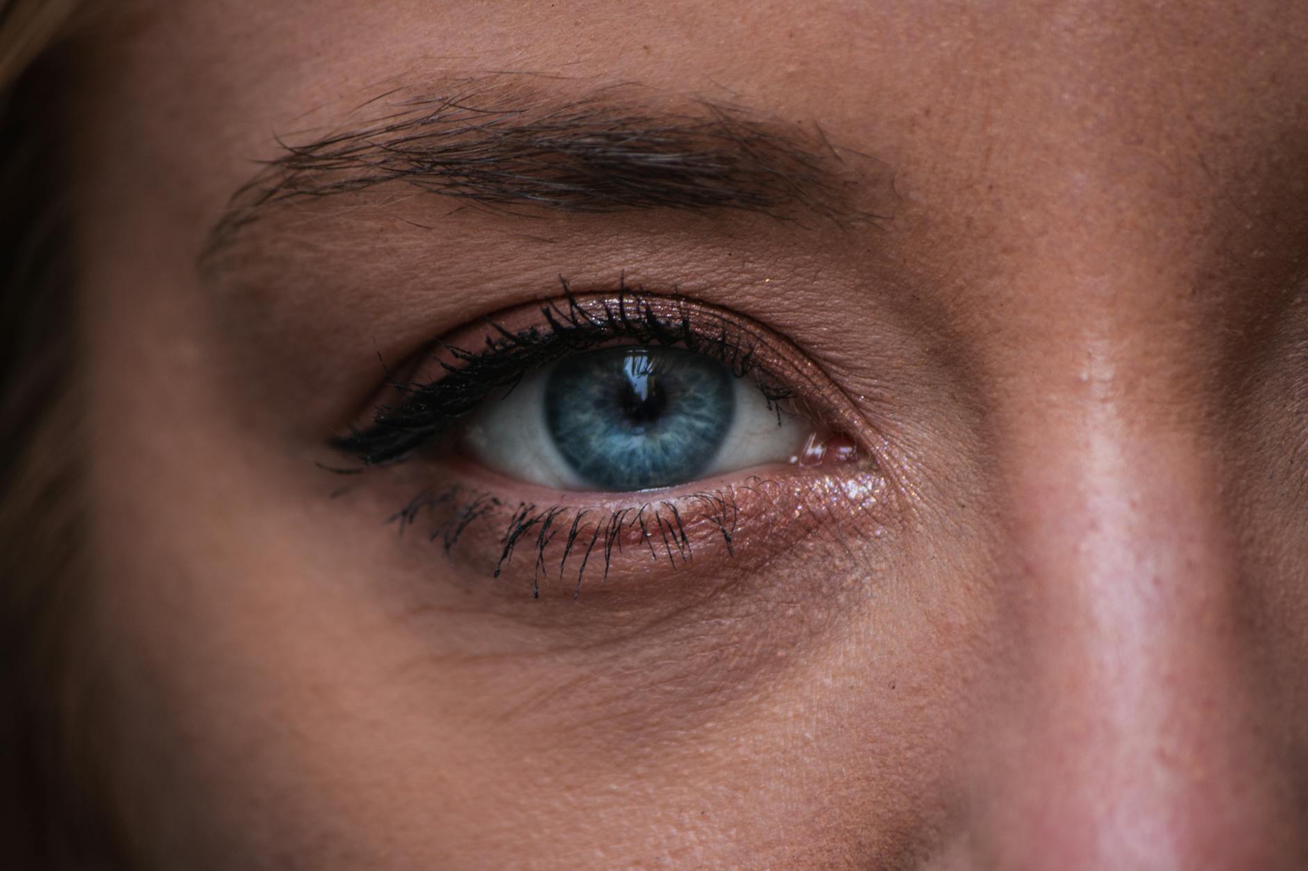 close up of blue eye with detail